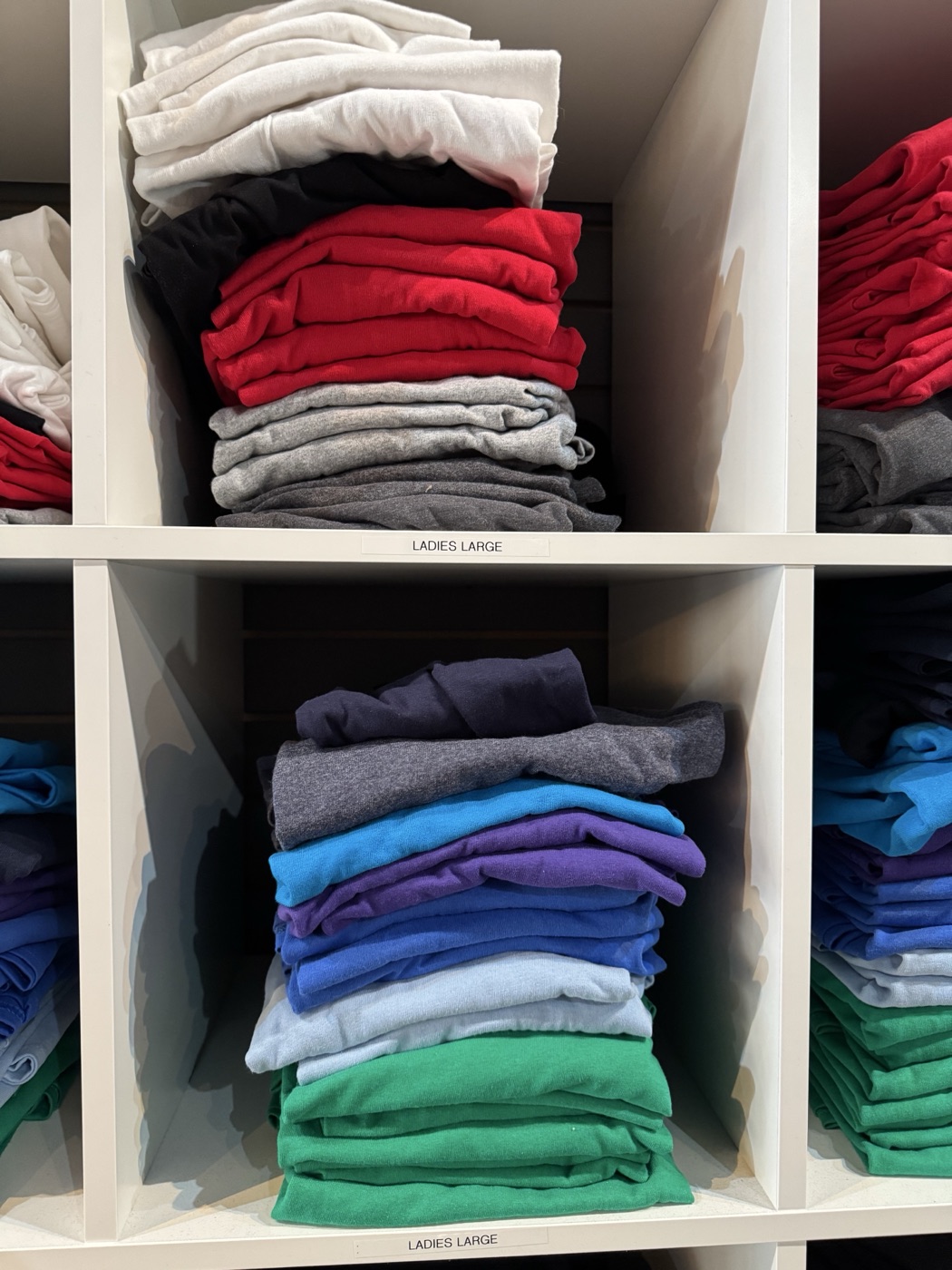 Folded custom apparel colour options at The RAD Studio in Stratford Ontario